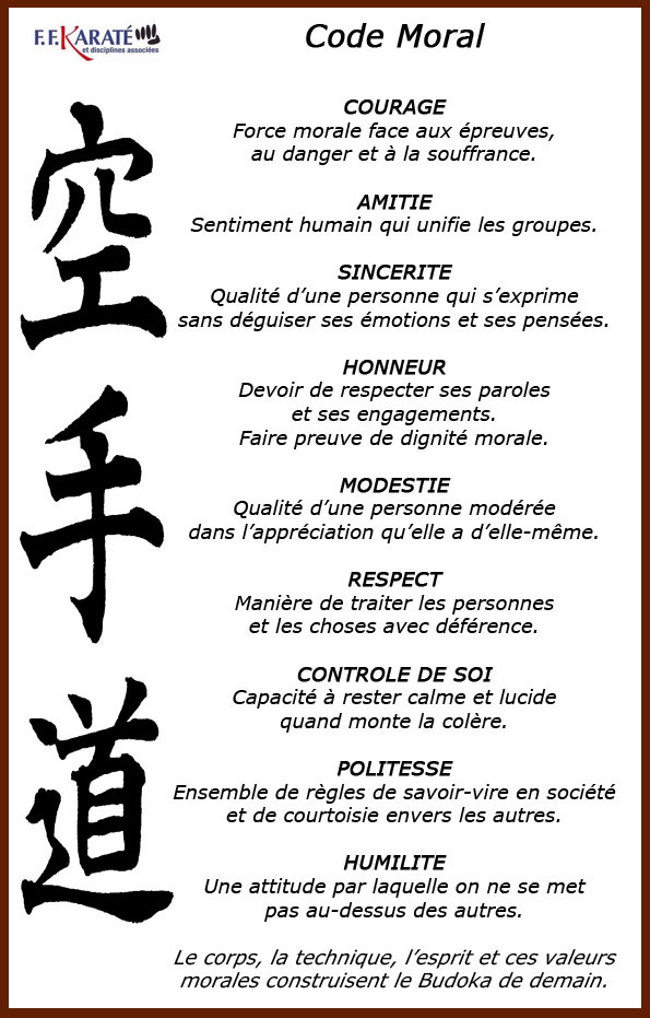 Code Moral Karaté Code Moral Karatéka